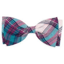 Load image into Gallery viewer, Teal/Purple Plaid Bow Tie