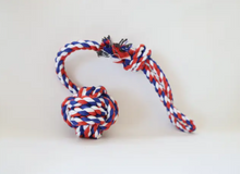 Load image into Gallery viewer, Old Glory Rope Ball Tug for Medium Size Dogs