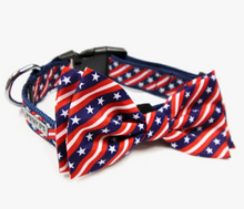 Load image into Gallery viewer, Bias Stars and Stripes Bow Tie (Dog or Cat)