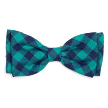 Load image into Gallery viewer, Green/Navy Buffalo Check Bow Tie
