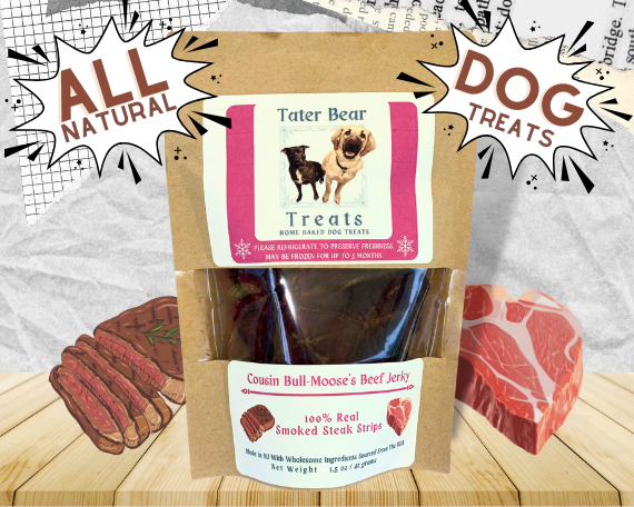 Cousin Bull-Moose’s Beef Jerky -  All Natural Home Baked Dog Treats