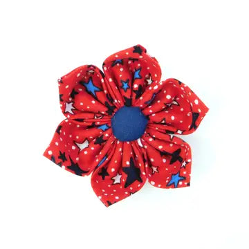 Red Stars Dog Collar Flower