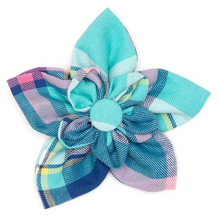 Load image into Gallery viewer, Aqua/Navy Plaid Flower
