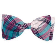 Load image into Gallery viewer, Teal/Purple Plaid Bow Tie
