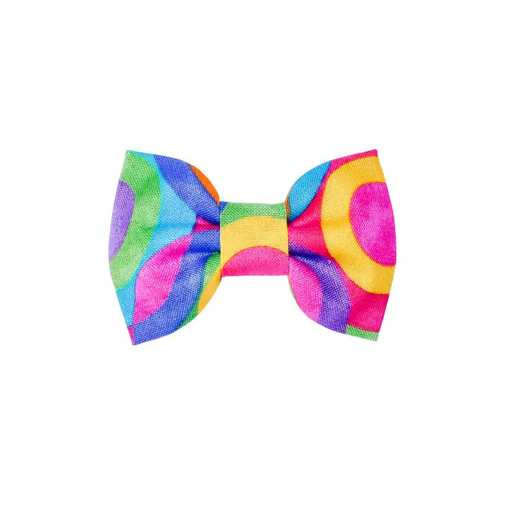 Rainbow Circles Dog Bow Tie