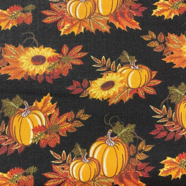 Pumpkins on Black Tie-On Dog Bandana