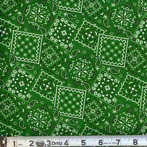 Traditional Paisley Print Tie-On Bandana (Green)