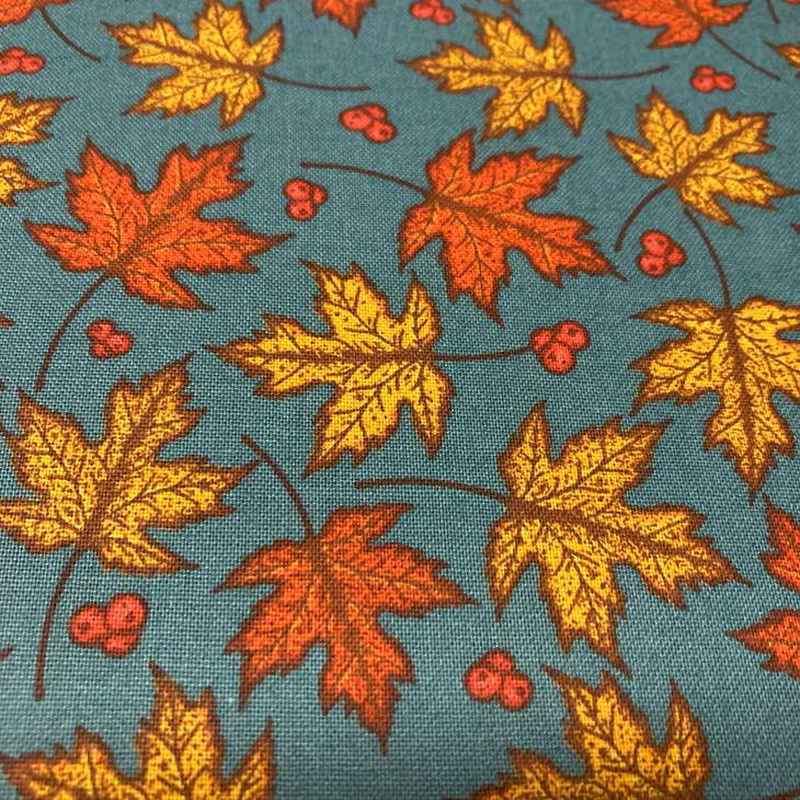 Leaves on Blue Tie-On Dog Bandana