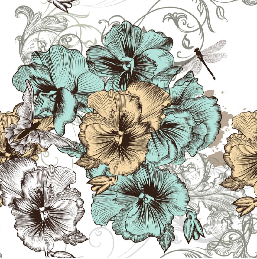 Blue and Yellow Floral Decoupage Paper - Dixie Belle
