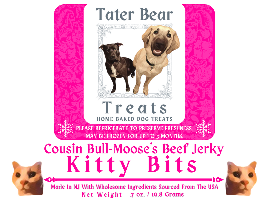 (Kitty Bits) Cousin Bull-Moose’s Beef Jerky -  All Natural Home Baked Dog Treats