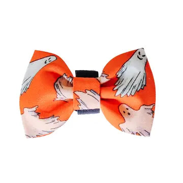 Orange Glow in the Dark Ghosts Dog Bow Tie