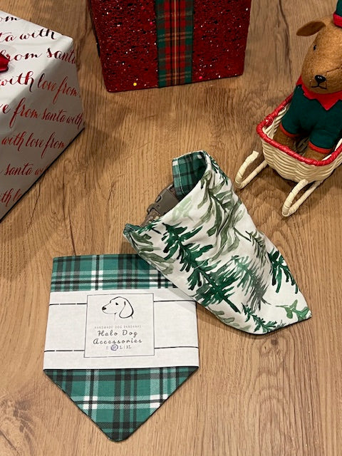 Winter Greens Reversible Collar Bandana