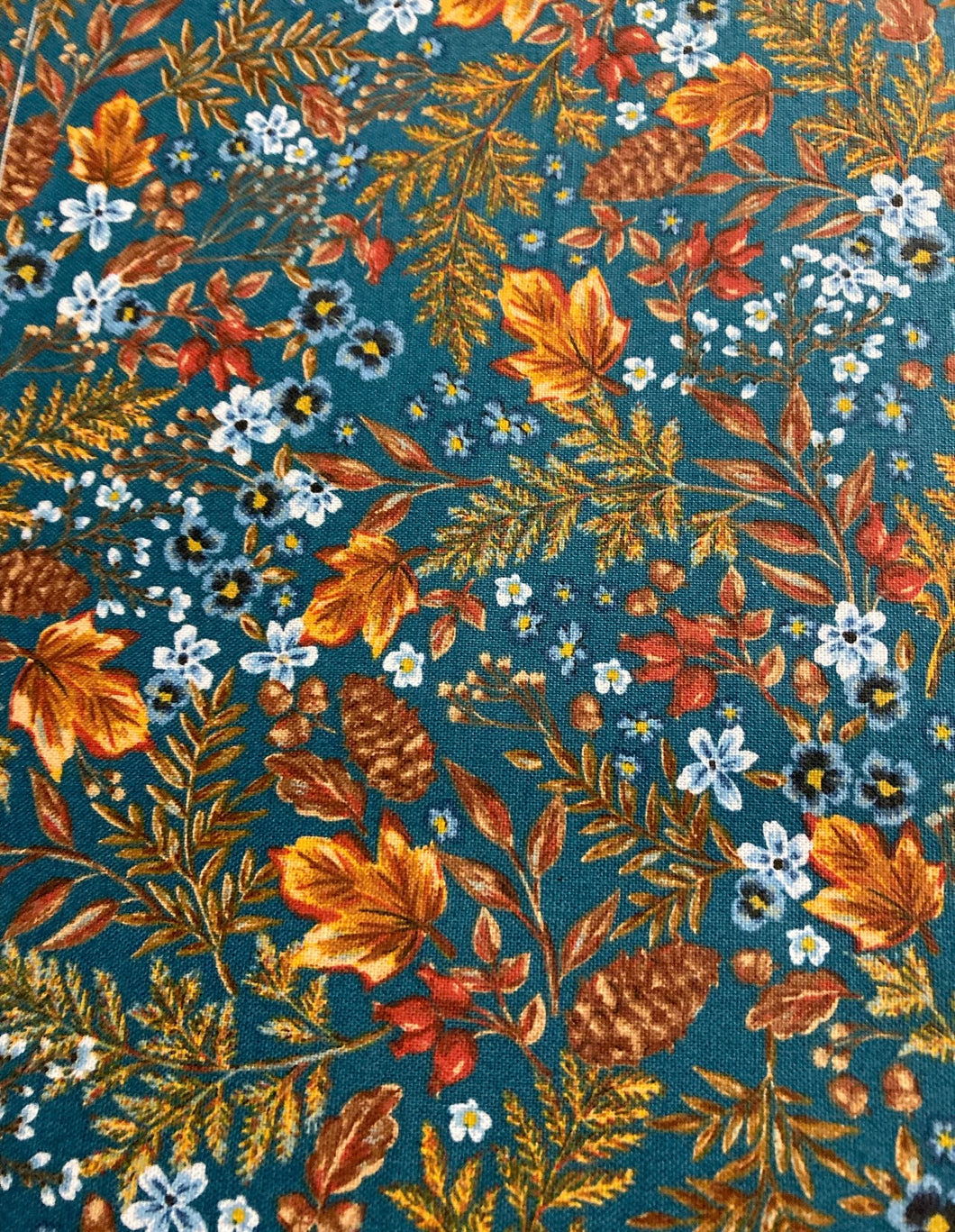 Teal Fall Leaves & Flowers