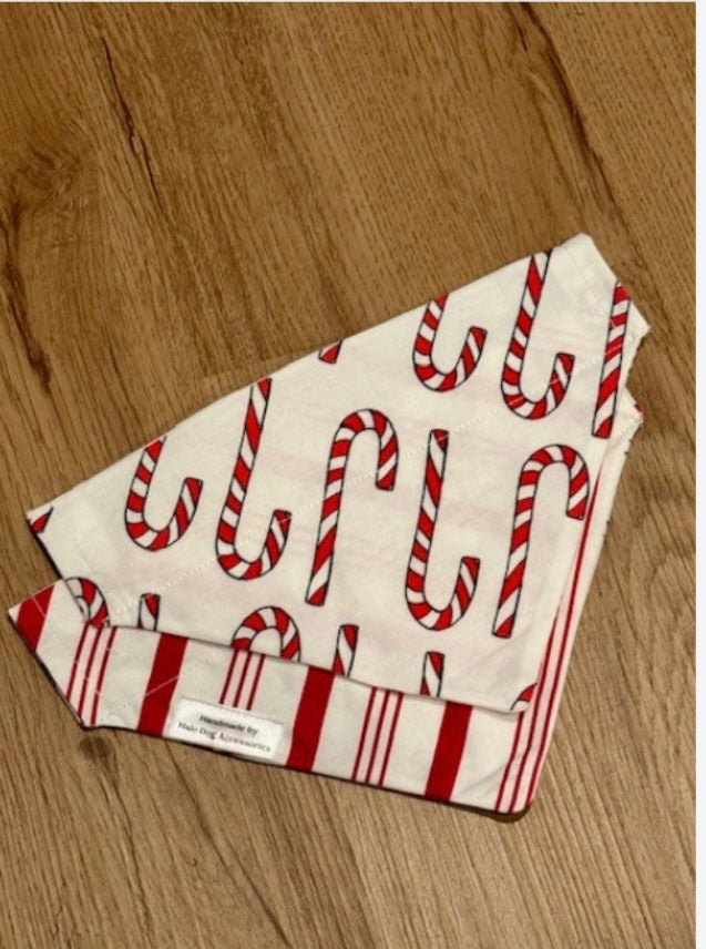 Candy Canes Reversible Collar Bandana