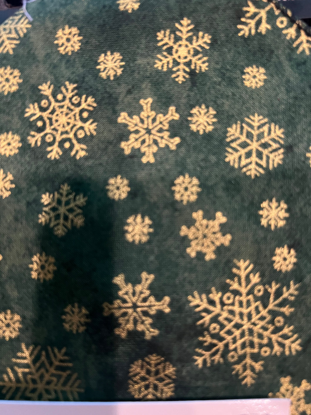 Gold Snowflakes on Green Tie-On Dog Bandana