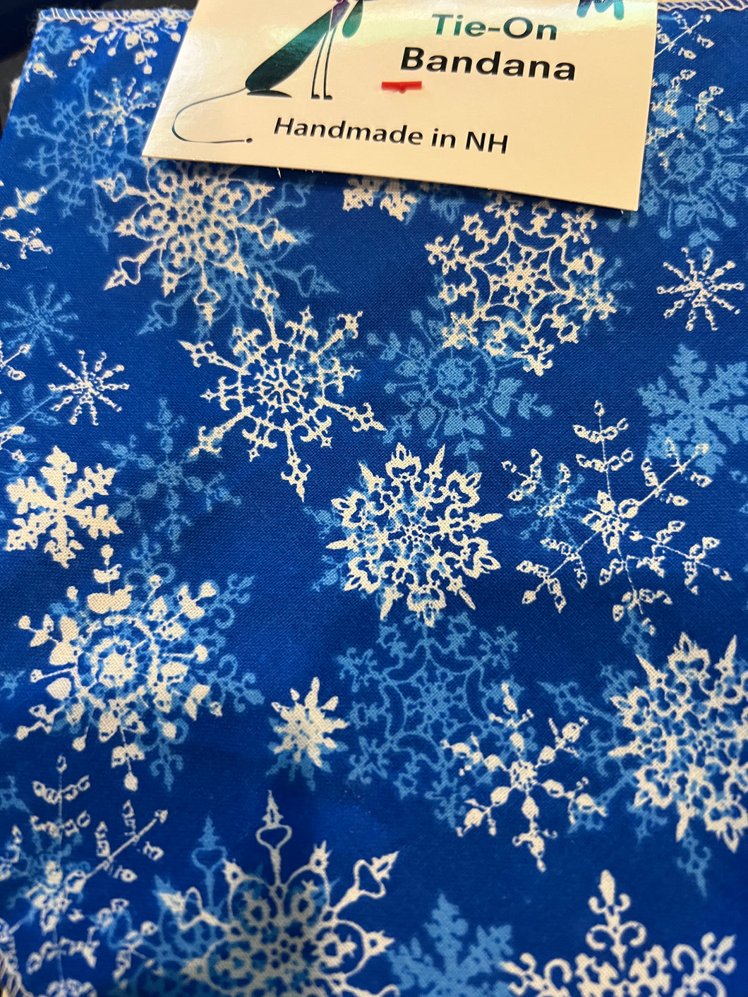 Multi Snowflakes on Bright Blue Tie-On Dog Bandana