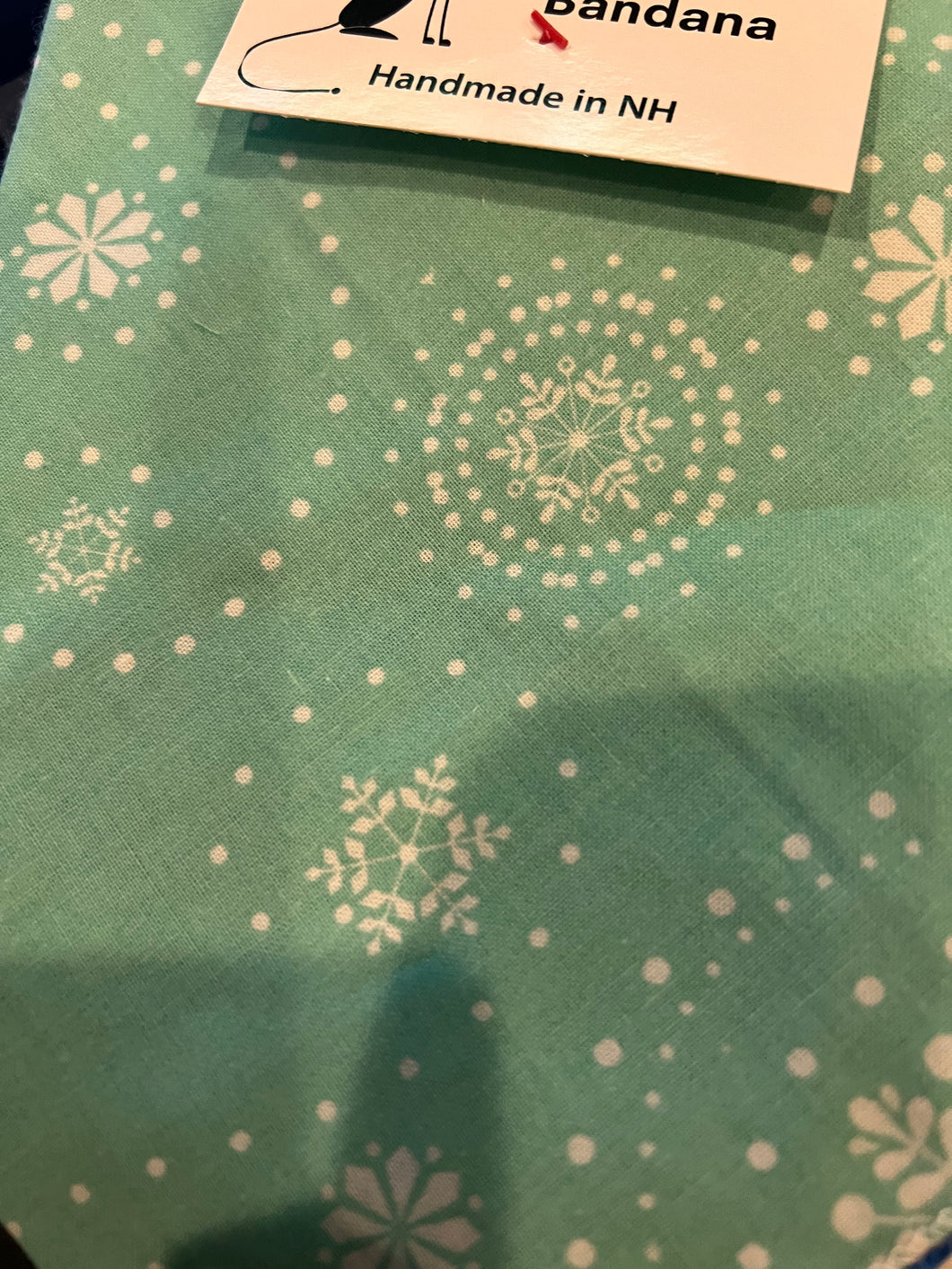 Snowflakes on Light Green Tie-On Dog Bandana