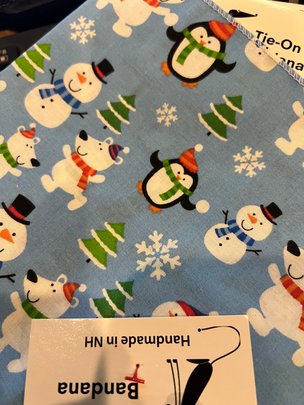 Blue Bears and Penguins Tie-On Dog Bandana