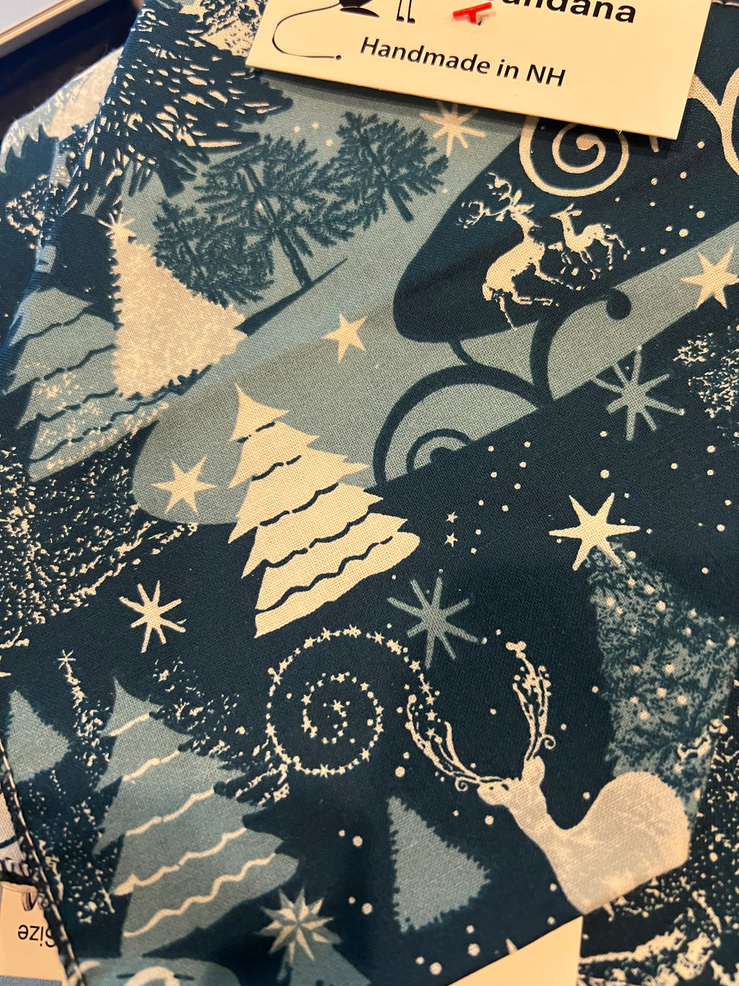 Blue Sleds and Deer Tie-On Dog Bandana