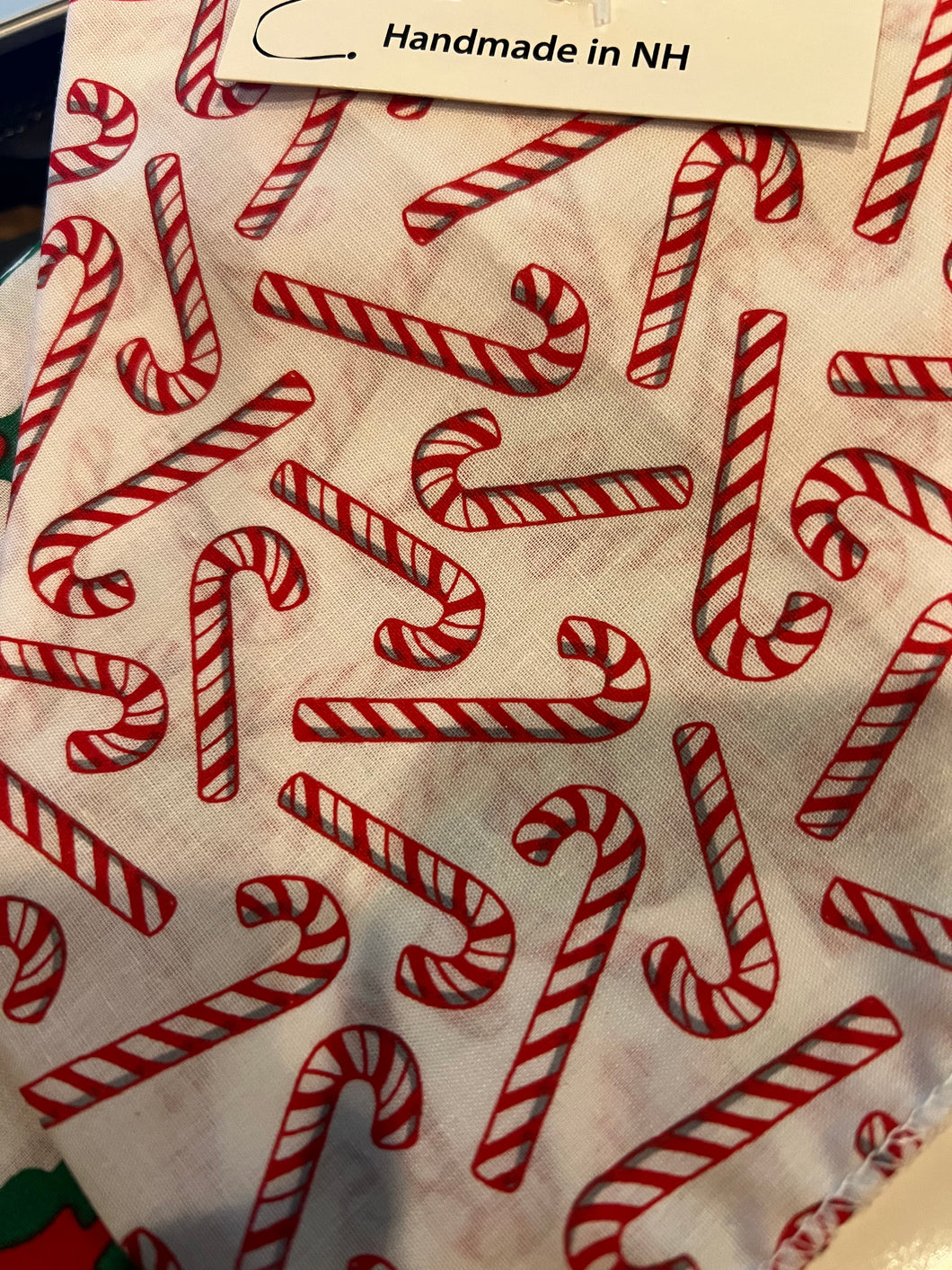 Candy Canes on White Tie-On Dog Bandana