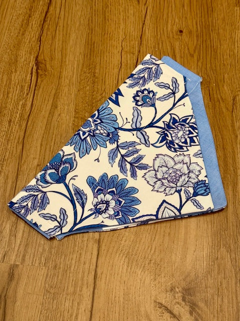 Blue Blossom Reversible Collar Bandana