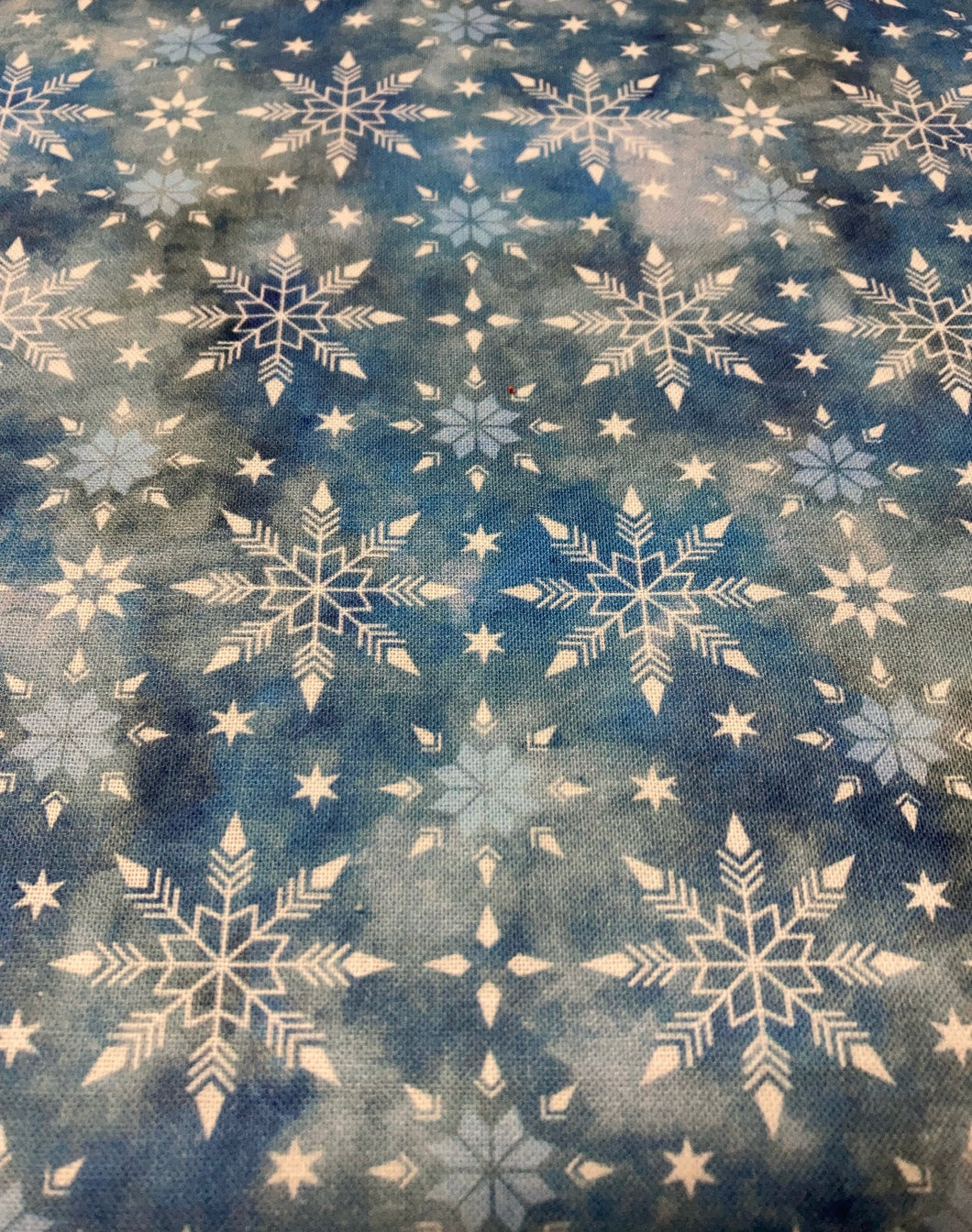 Snowflakes on  Tie Dye Blue Tie-On Dog Bandana