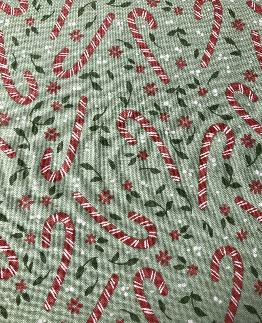 Candy Canes on Green Tie-On Dog Bandana