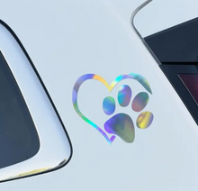 Load image into Gallery viewer, Show Your Love with Reflective Heart-Shaped Paw Print Car Sticker
