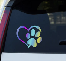 Load image into Gallery viewer, Show Your Love with Reflective Heart-Shaped Paw Print Car Sticker
