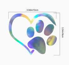 Load image into Gallery viewer, Show Your Love with Reflective Heart-Shaped Paw Print Car Sticker
