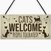 Load image into Gallery viewer, Cat Wooden Sign For Home Décor (Cats Welcome)
