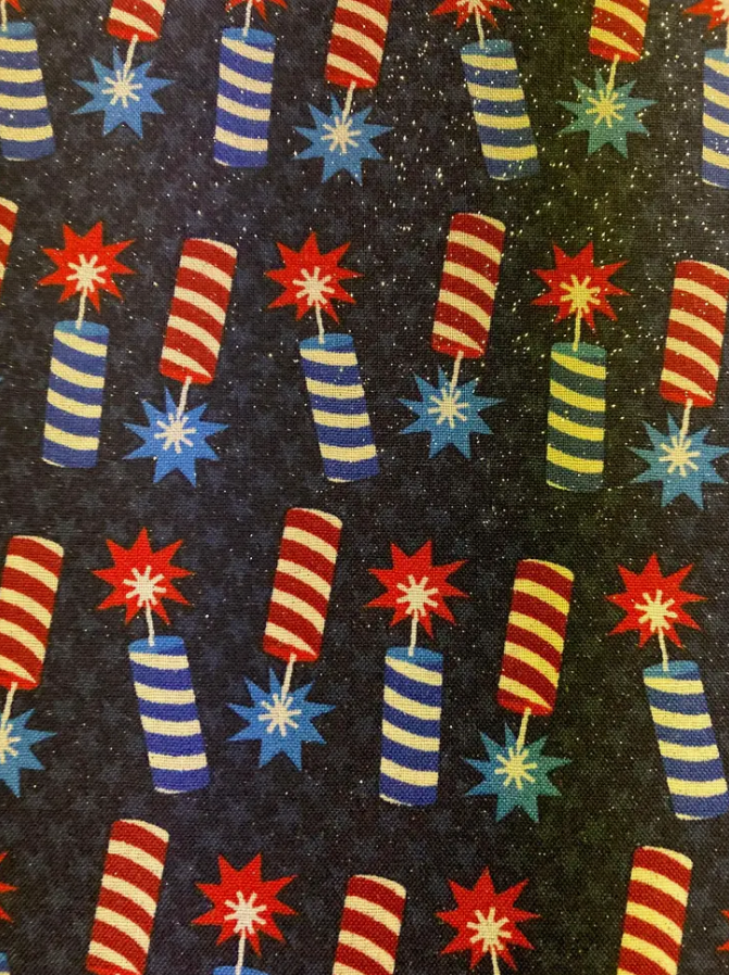 Patriotic Tie-On Dog Bandana (Firecrackers)