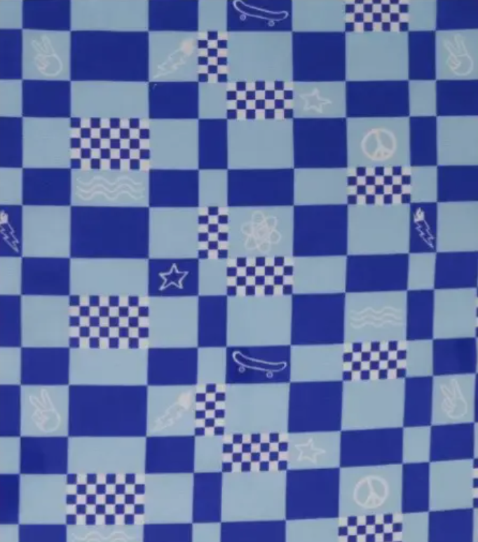 Blue Checkered Tie-On Dog Bandana