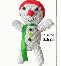 Load image into Gallery viewer, Candy Cane and Snowman Dog Toy
