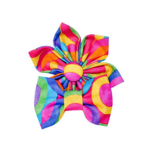 Load image into Gallery viewer, Rainbow Circles Dog Collar Flower
