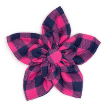 Load image into Gallery viewer, Pink/Navy Buffalo Check Flower
