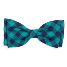 Load image into Gallery viewer, Green/Navy Buffalo Check Bow Tie
