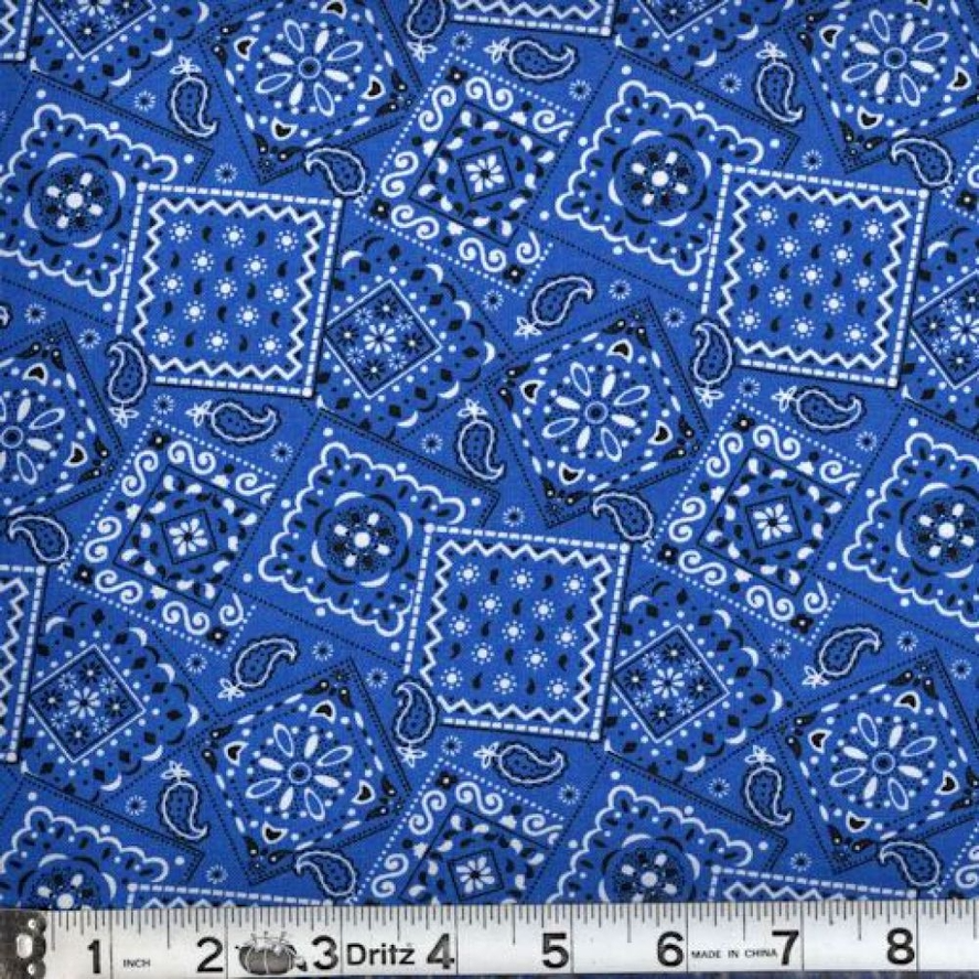 Traditional Paisley Print Tie-On Bandana (Blue)