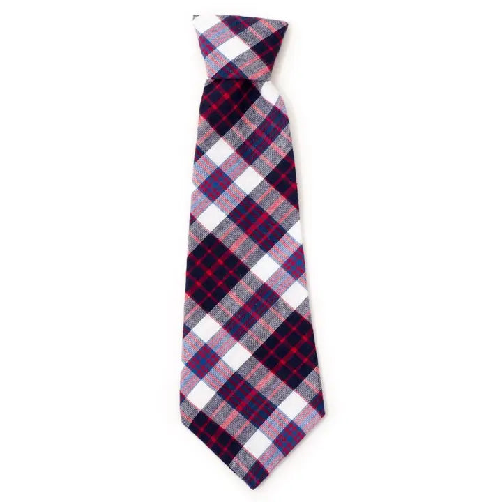 Navy/Red/White Madras Plaid Neck Tie (Dog or Cat)