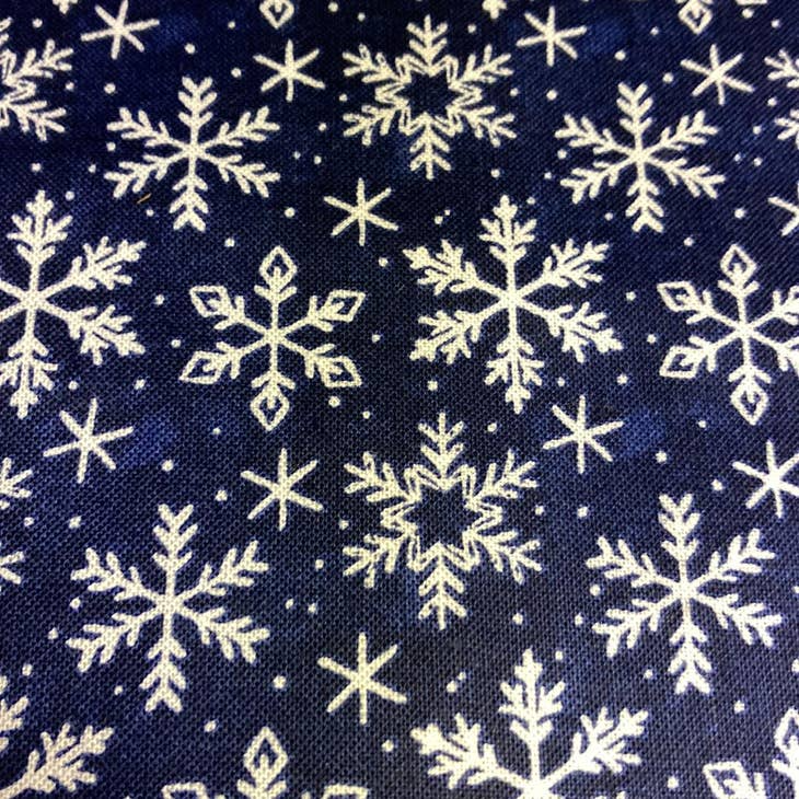 Snowflakes on Blue Winter Tie-On Dog Bandana (Snowflakes Dark Blue Background) (11)