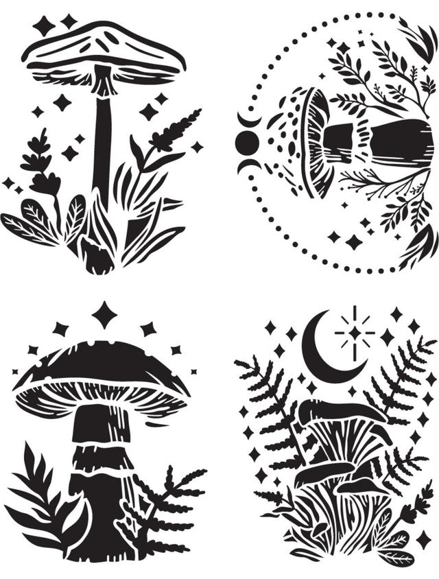 Moonlit Mushrooms Stencil - Dixie Belle Paint Company