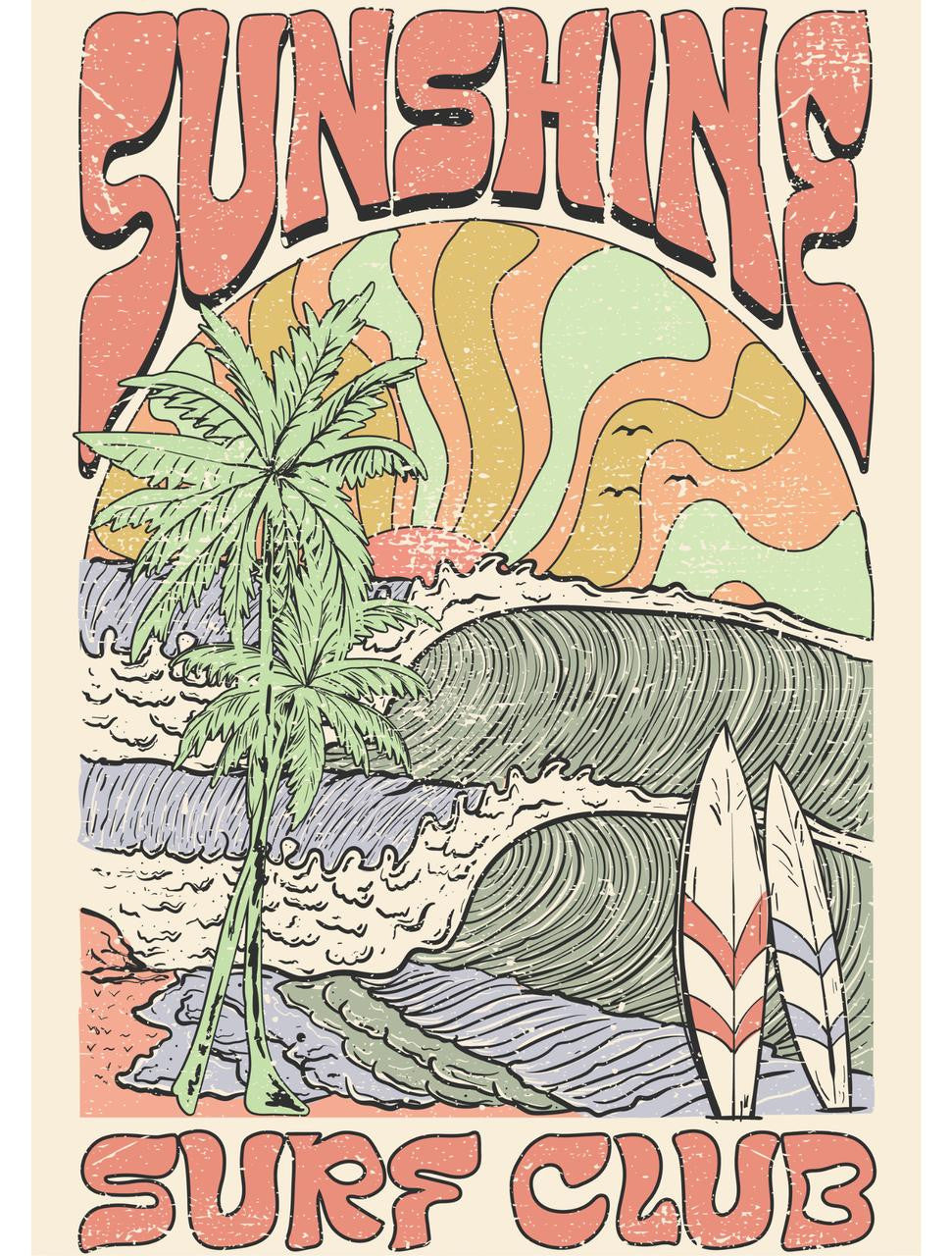 Vintage Surf Club - A4 Rice Decoupage Paper