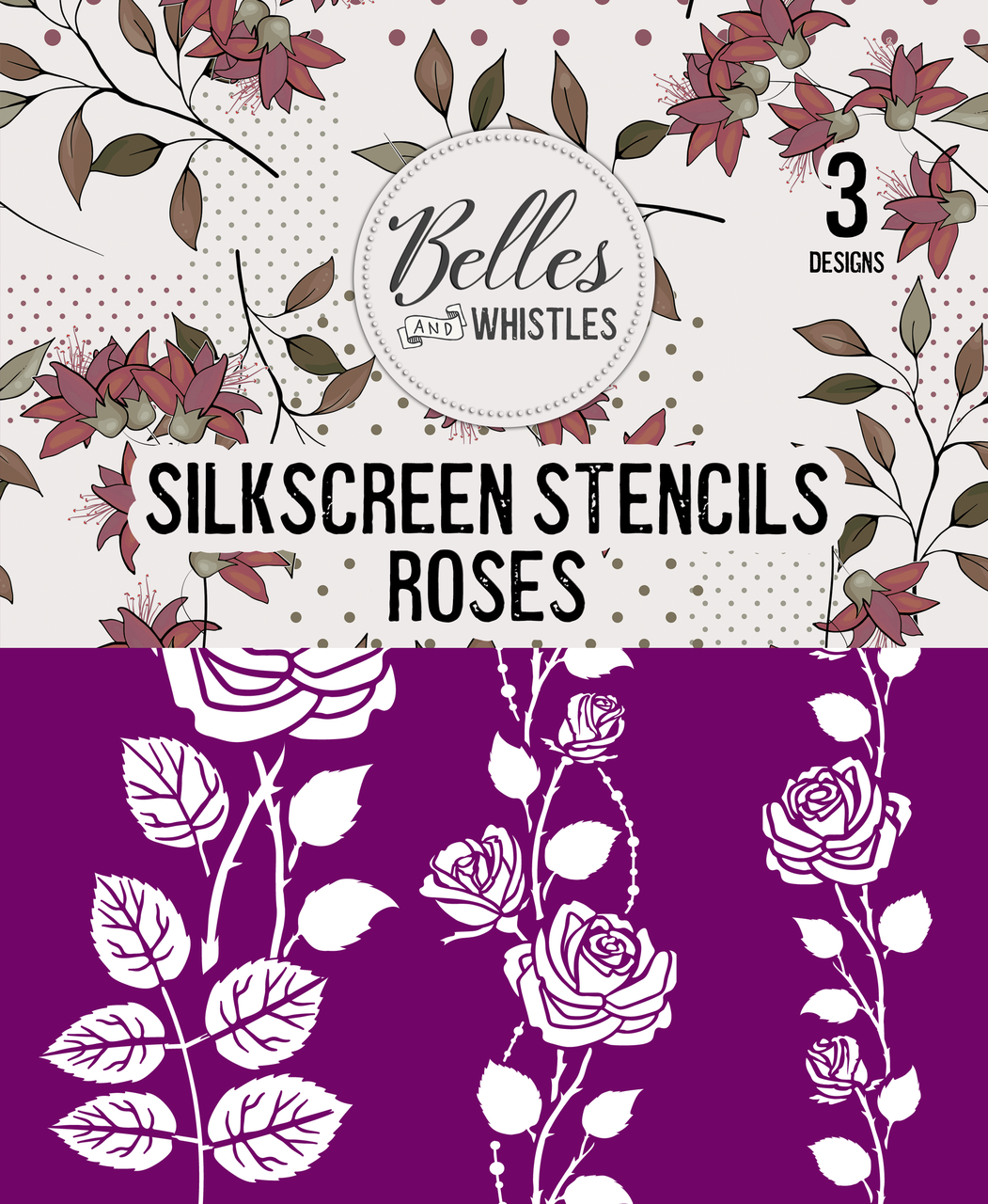 Roses Silkscreen Stencil - Dixie Belle Paint Company