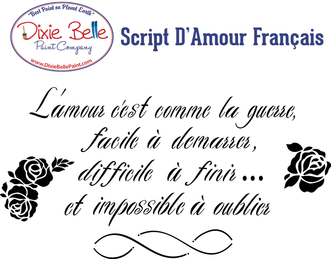 Script d'amour Stencil - Dixie Belle Paint Company