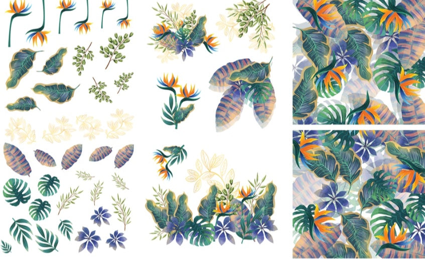 Tropical Leaves Transfer - Dixie Belle Paint Company