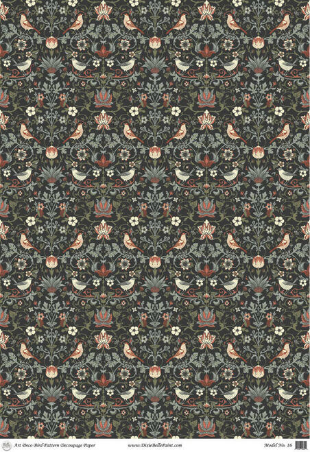 Art Deco Bird Pattern - A1 Rice Decoupage Paper- Dixie Belle Paint Company