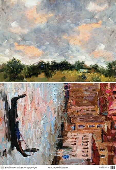 Gondola and Landscape - A1 Rice Decoupage Paper- Dixie Belle Paint Company